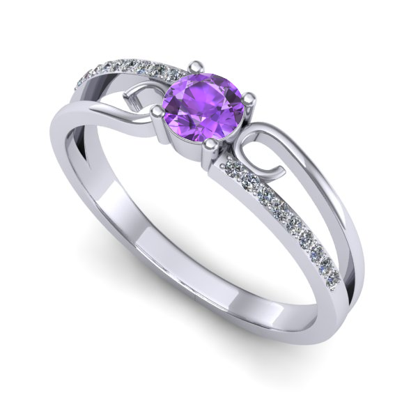 Inel de logodna din aur alb cu ametist