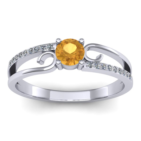 Inel cu citrin rotund