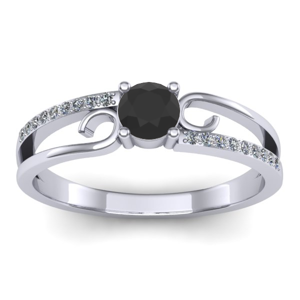 Inel de logodna cu diamant negru rotund