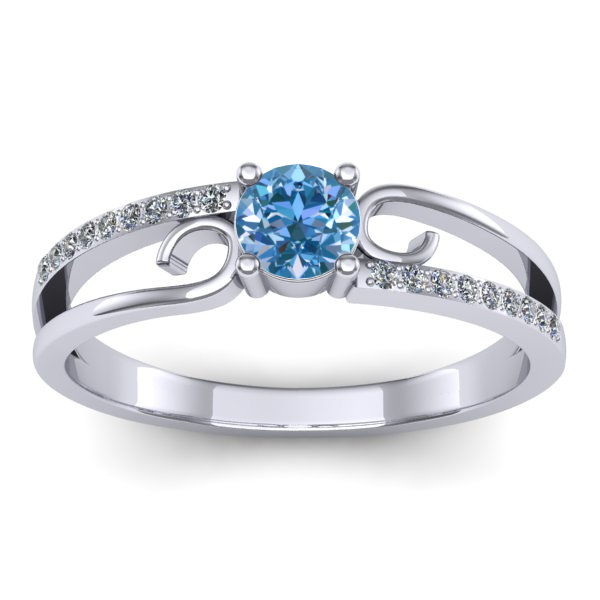 Inel cu diamant de laborator albastru rotund