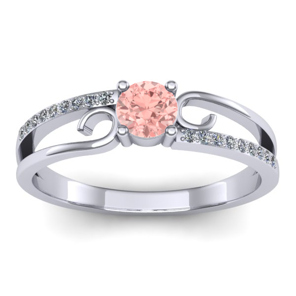 Inel cu diamant de laborator roz rotund