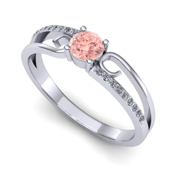 Inel din aur alb cu diamant de laborator roz
