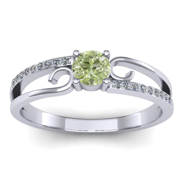 Inel de logodna cu diamant de laborator verde rotund