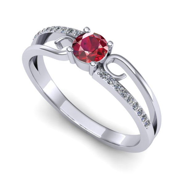 Inel de logodna din aur alb cu rubin