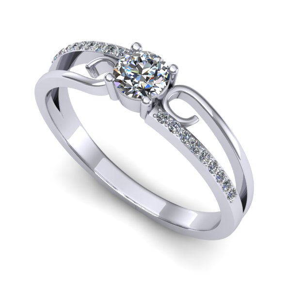 Inel logodna din aur alb cu safir alb