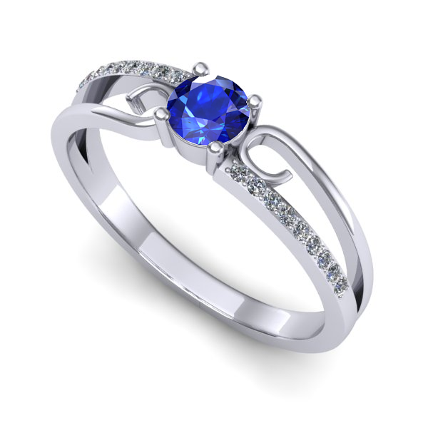 Inel de logodna din aur alb cu safir