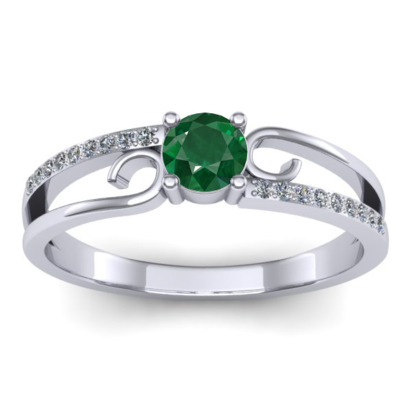Inel logodna cu smarald rotund