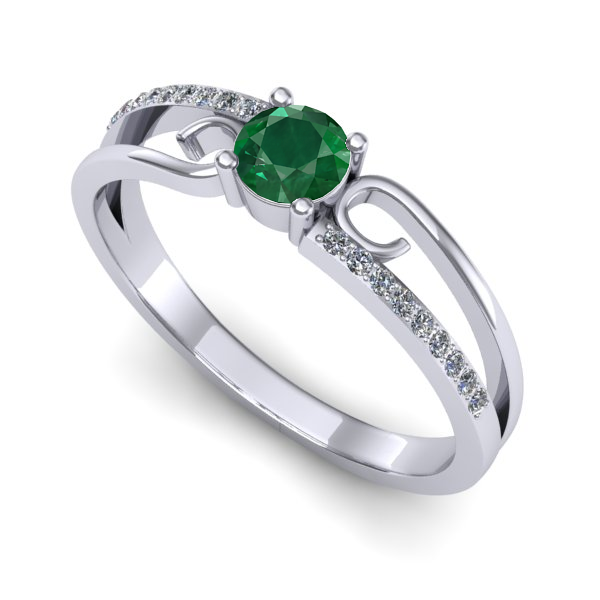 Inel din aur alb cu smarald