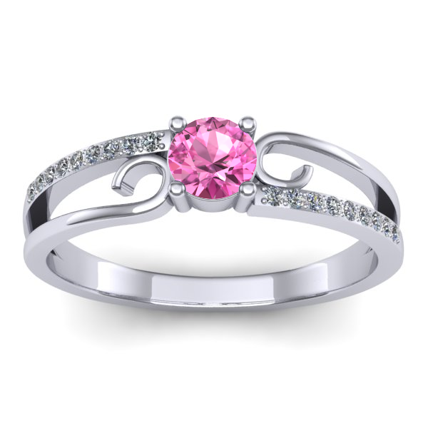 Inel logodna cu safir roz rotund