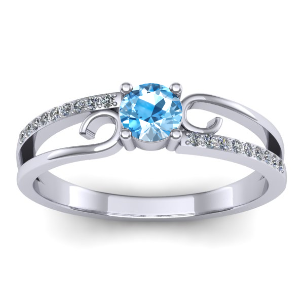 Inel cu topaz blue rotund