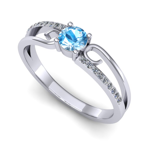 Inel din aur alb cu topaz blue