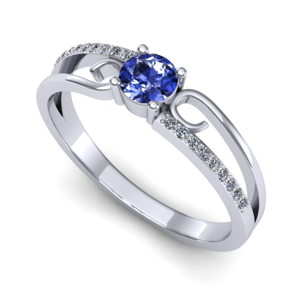 Inel de logodna din aur alb cu tanzanit