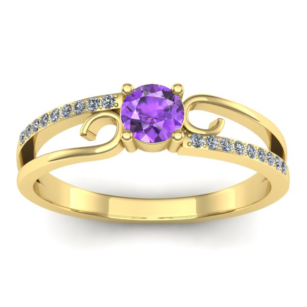 Inel de logodna cu ametist rotund