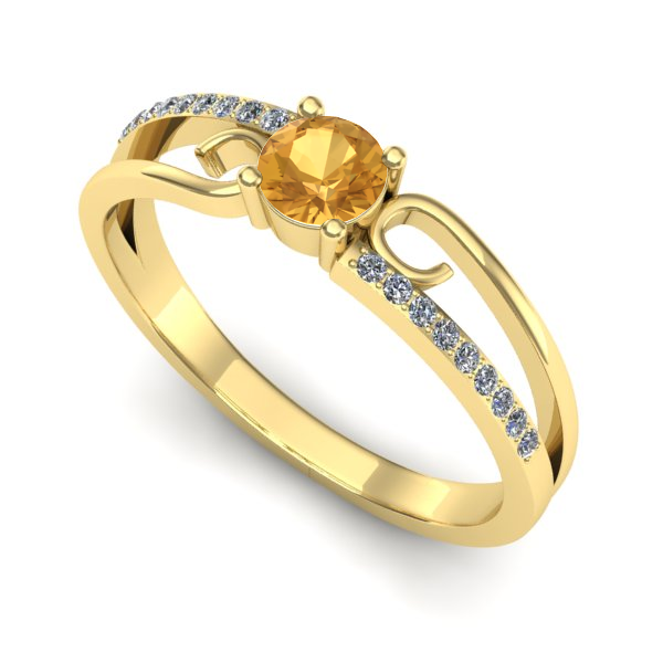 Inel logodna din aur galben cu citrin
