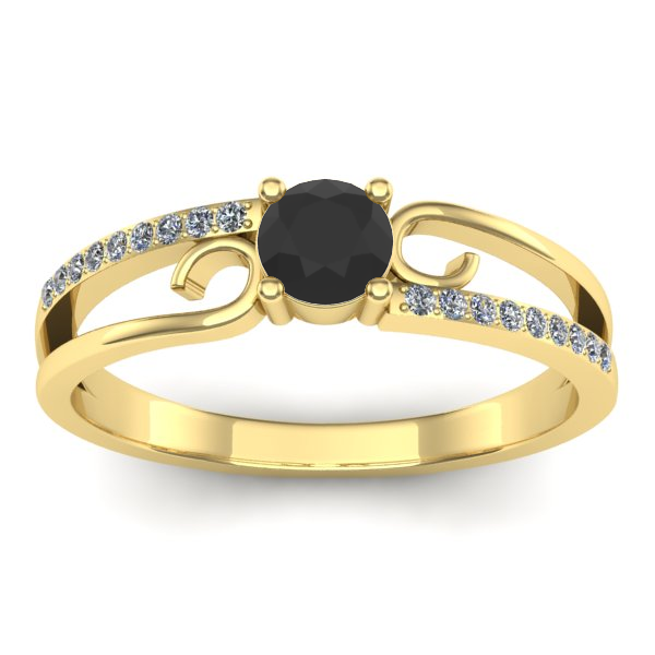 Inel de logodna cu diamant negru rotund