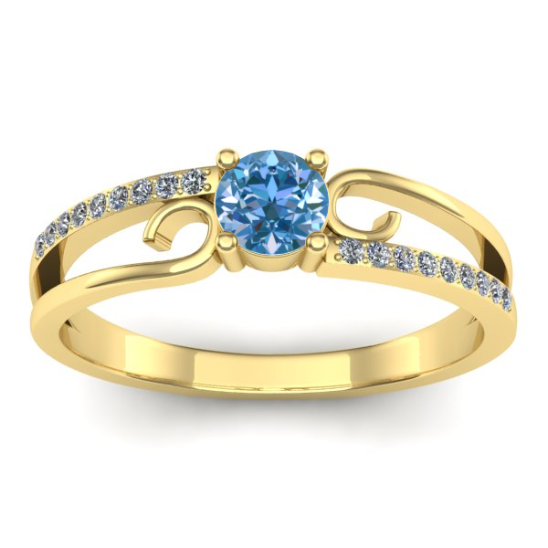 Inel logodna cu diamant de laborator albastru rotund