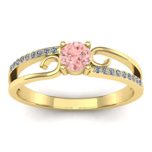 Inel cu diamant de laborator roz rotund