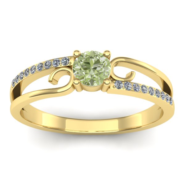 Inel logodna cu diamant de laborator verde rotund