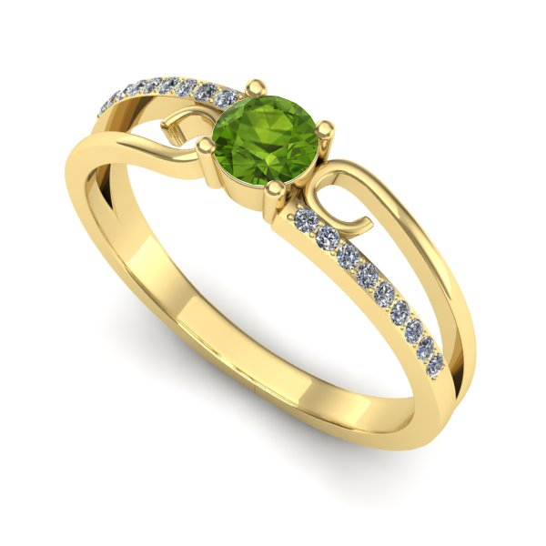 Inel de logodna din aur galben cu peridot