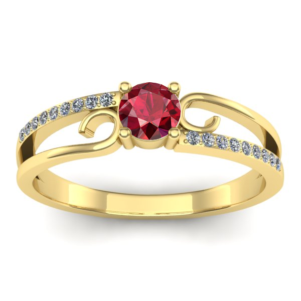 Inel de logodna cu rubin rotund