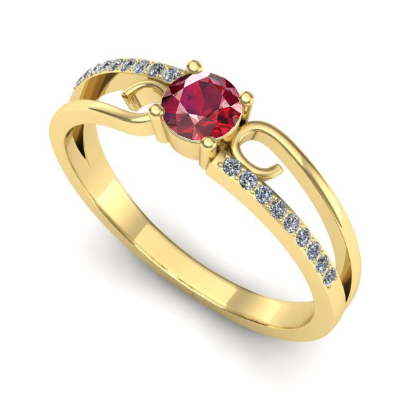 Inel logodna din aur galben cu rubin
