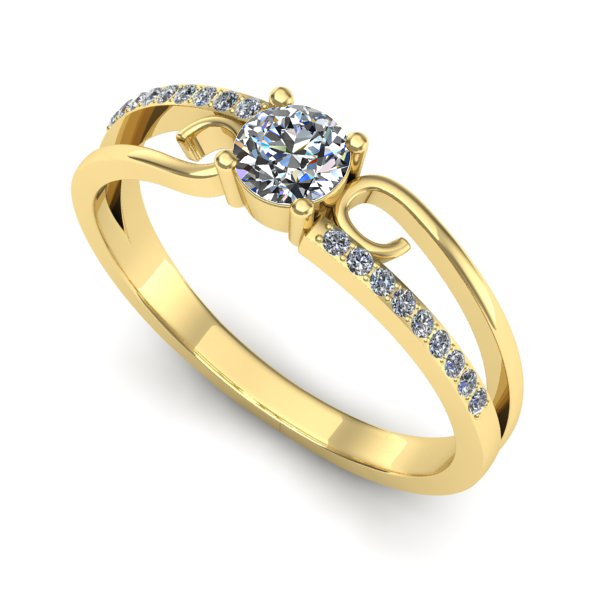 Inel din aur galben cu safir alb