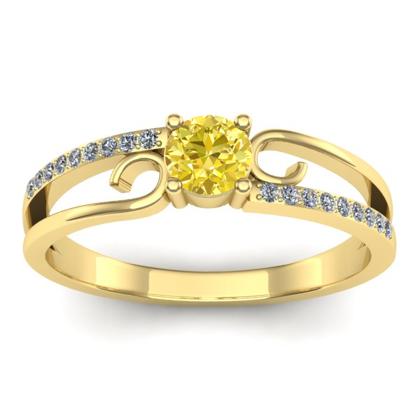 Inel de logodna cu safir galben rotund