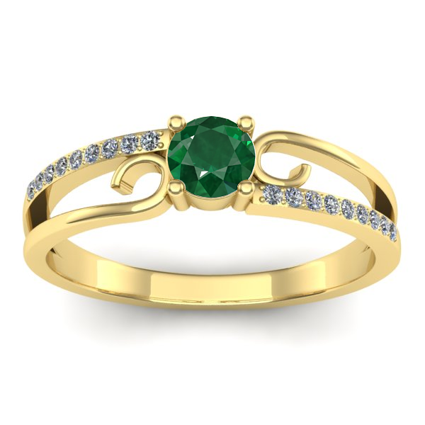 Inel de logodna cu smarald rotund