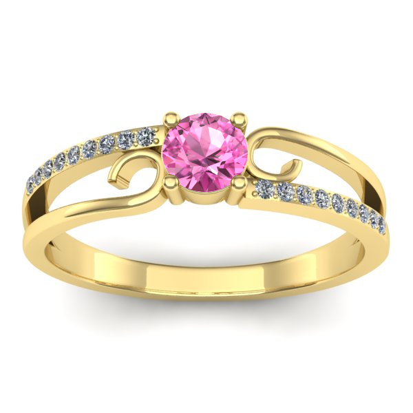 Inel cu safir roz rotund