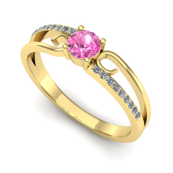 Inel din aur galben cu safir roz