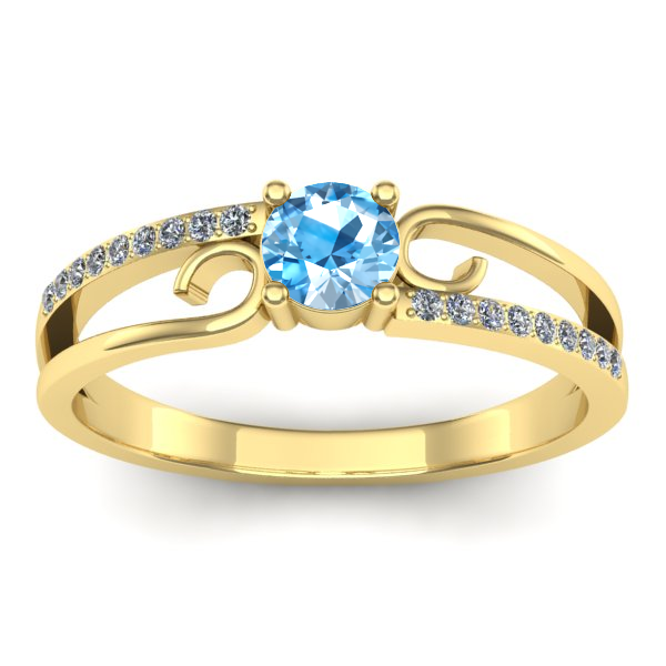 Inel cu topaz blue rotund