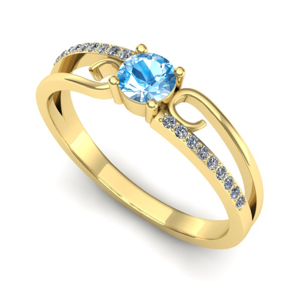 Inel din aur galben cu topaz blue