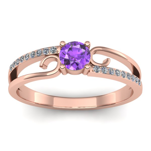 Inel de logodna cu ametist rotund