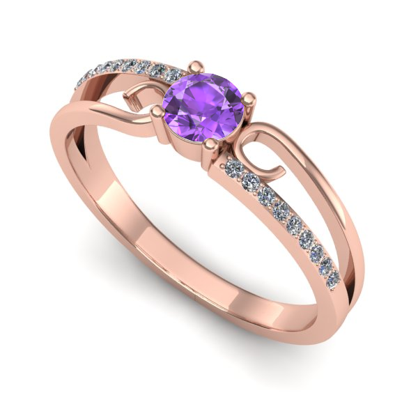 Inel din aur roz cu ametist