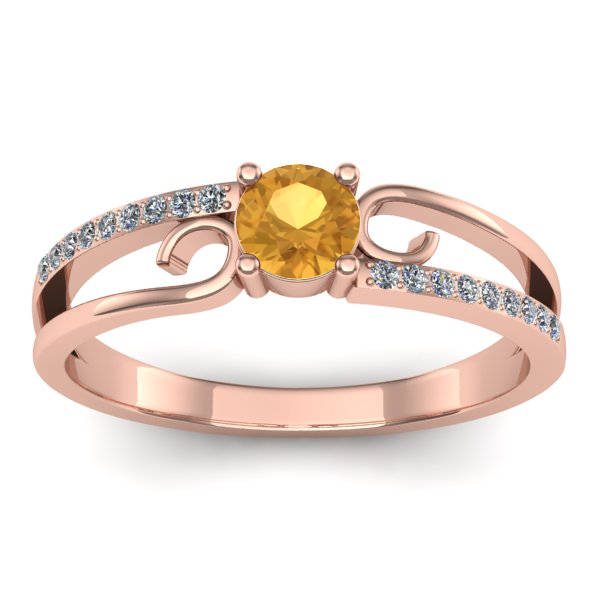 Inel logodna cu citrin rotund