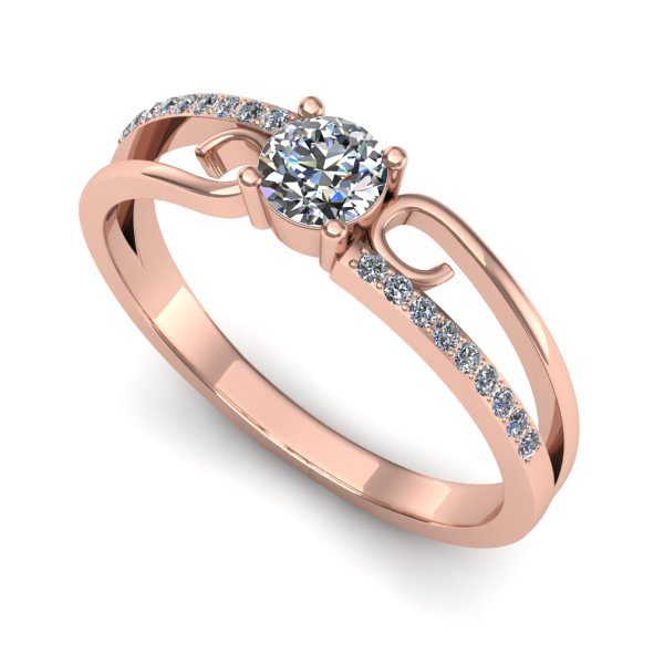 Inel din aur roz cu diamant