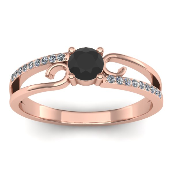 Inel cu diamant negru rotund