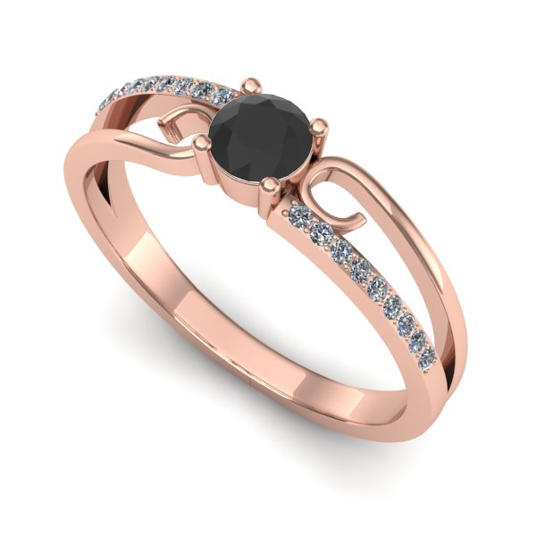 Inel din aur roz cu diamant negru