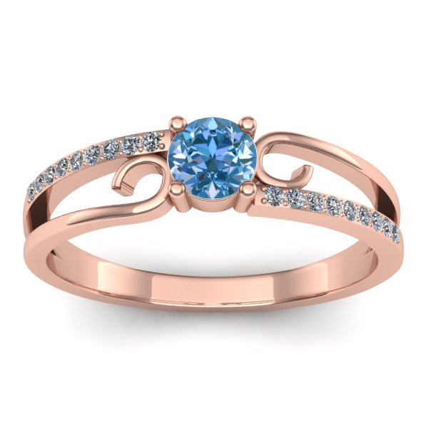 Inel logodna cu diamant de laborator albastru rotund