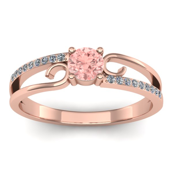 Inel logodna cu diamant de laborator roz rotund