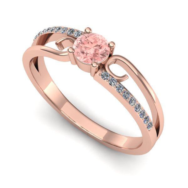 Inel de logodna din aur roz cu diamant de laborator roz