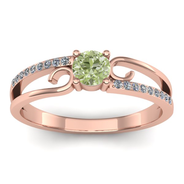 Inel cu diamant de laborator verde rotund