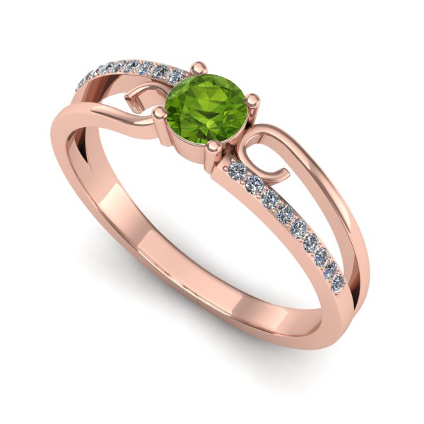 Inel logodna din aur roz cu peridot