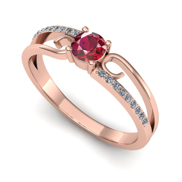 Inel logodna din aur roz cu rubin