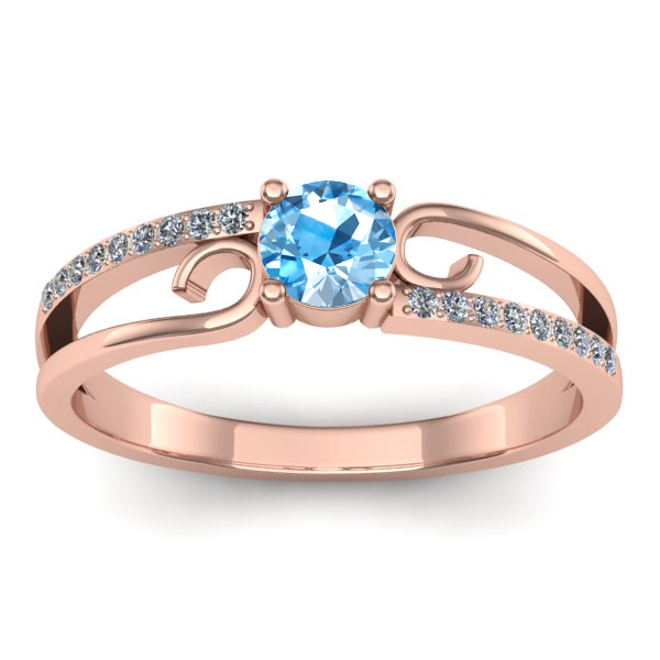 Inel cu topaz blue rotund