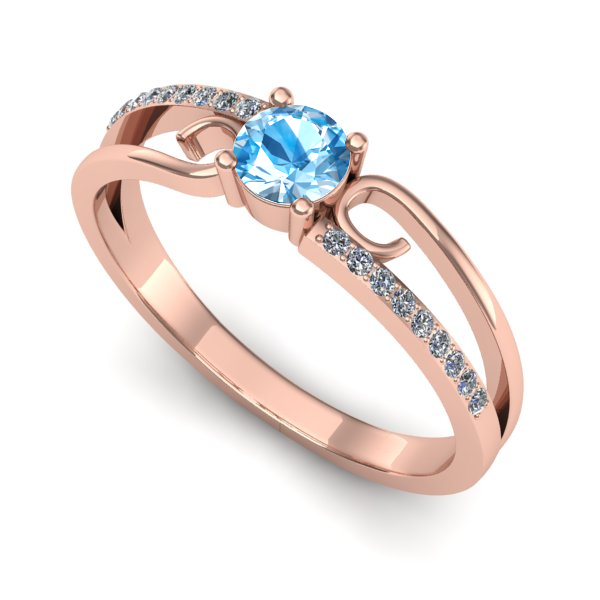 Inel de logodna din aur roz cu topaz blue