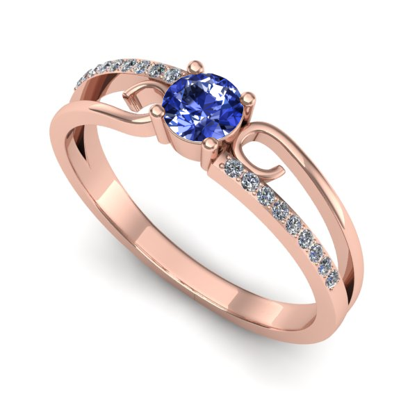 Inel de logodna din aur roz cu tanzanit
