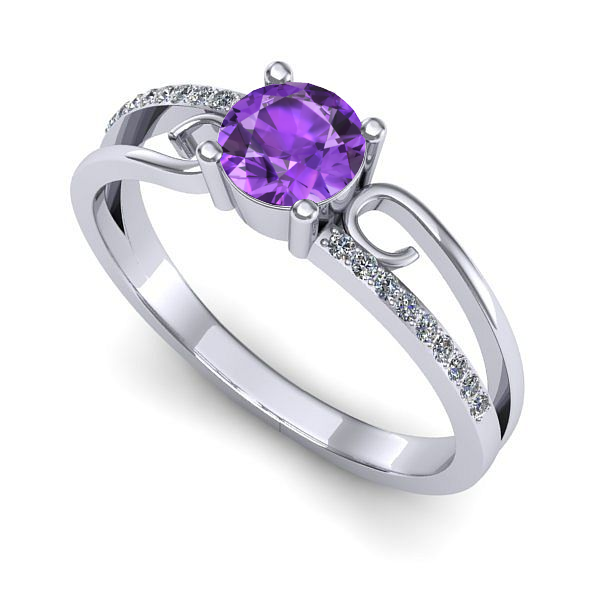 Inel de logodna din aur alb cu ametist