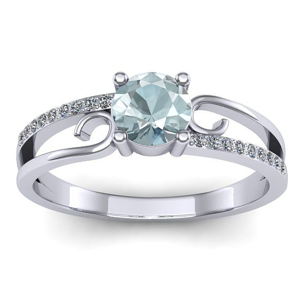 Inel de logodna cu aquamarin rotund