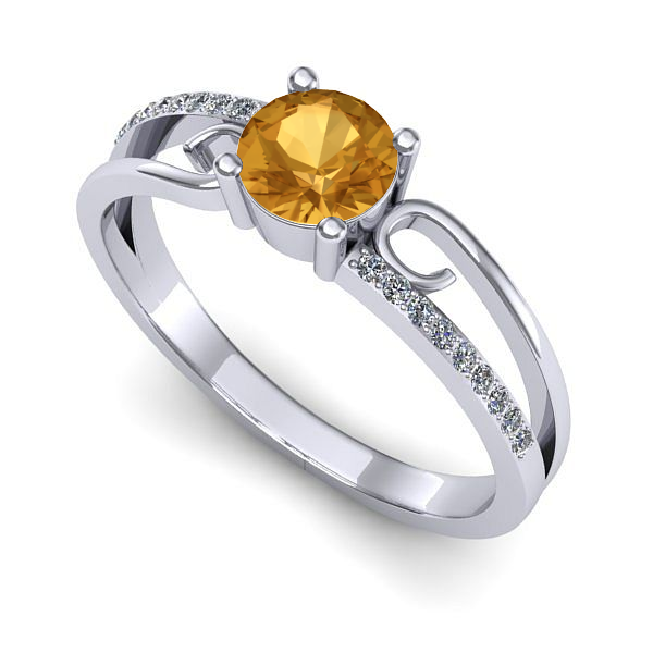 Inel din aur alb cu citrin